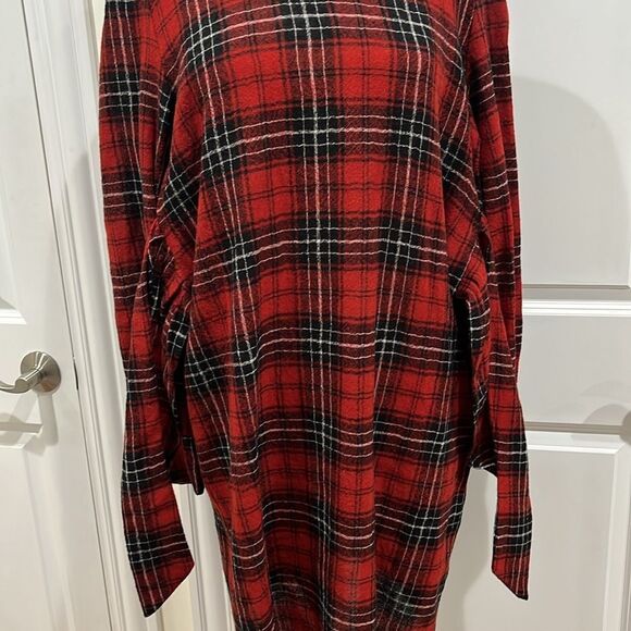Amour Vert Sasha Plaid 100% Wool Dress Red & Black Size Large Made in the USA - Picture 8 of 13
